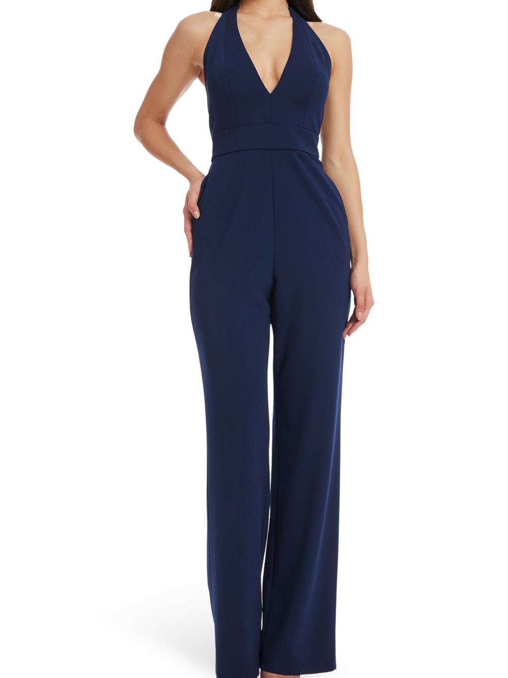 Dress the Population Miller Halter Jumpsuit Size XS NWT